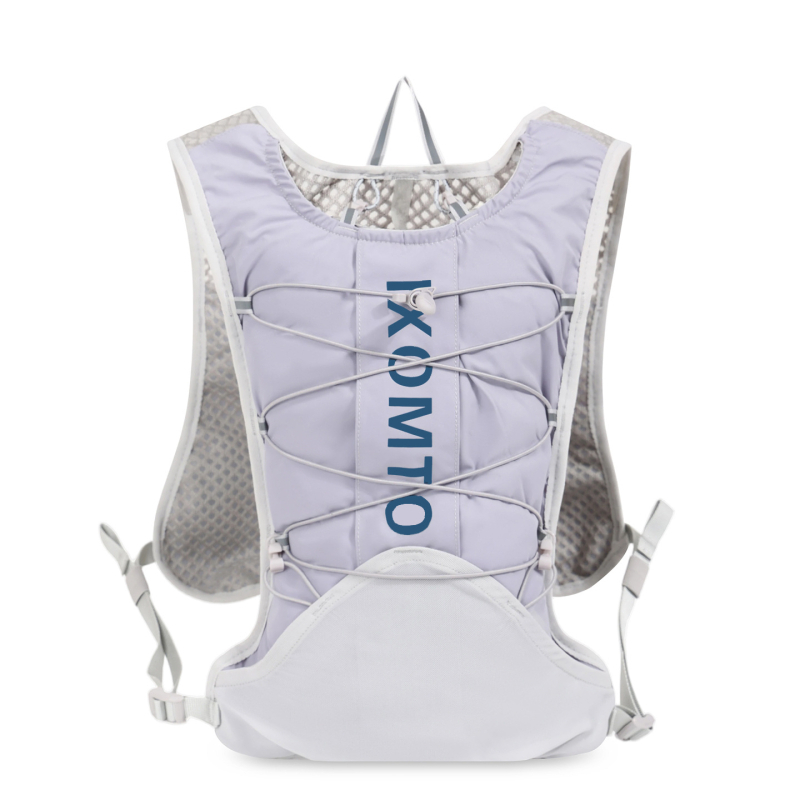 Rucsac sportiv tip vest: ușor și respirabil; exterior din nailon, căptușeală poliester; bretele curbate; design cu mai multe buzunare; unisex, pentru alergare și ciclism