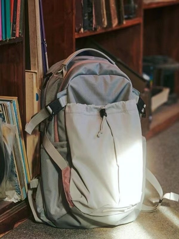 Rucsac unisex cu șnur, din nylon, impermeabil, căptușit cu poliester, stil proaspăt și drăguț, model solid, pentru recreere și călătorii