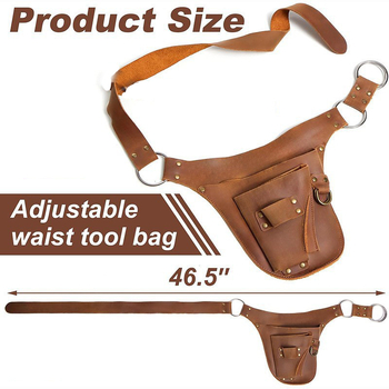 Kerti szerszám övtáska, PU bőr, punk stílus szegecses, Crazy Horse mintával, uniszex, vágás elleni védelem, kültéri használatra