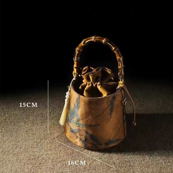 Pamuk bucket bag u novom nacionalnom stilu s magnetskim zatvaranjem, pamuk podstava, horizontalni kvadratni oblik