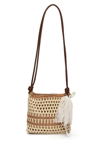 Ženska pletena torbica od pamuka, ljeto 2025 – torba za jedno rame, crossbody bucket stil s izrezima