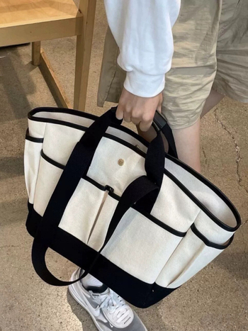 Torba za pelene – unisex stil, PU materijal, podstava od kanvas materijala, horizontalni kvadratni oblik, magnetska kopča
