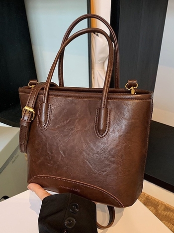 Bucket torba od PU materijala, cilindrični oblik, zatvarač, unutarnja podstava od najlona, gradski minimalistički stil
