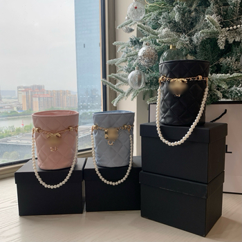 Geantă bucket din PU, închidere cu șnur, căptușeală din pânză Canvas, curele duble