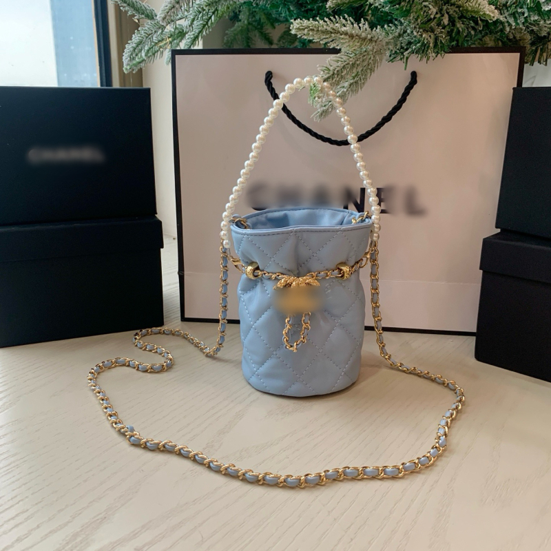 Geantă bucket din PU, închidere cu șnur, căptușeală din pânză Canvas, curele duble