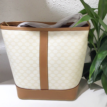 Kožna ženska bucket torba s printom, retro stil, zatvarač i unutarnji džepovi