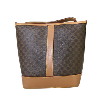 Kožna ženska bucket torba s printom, retro stil, zatvarač i unutarnji džepovi