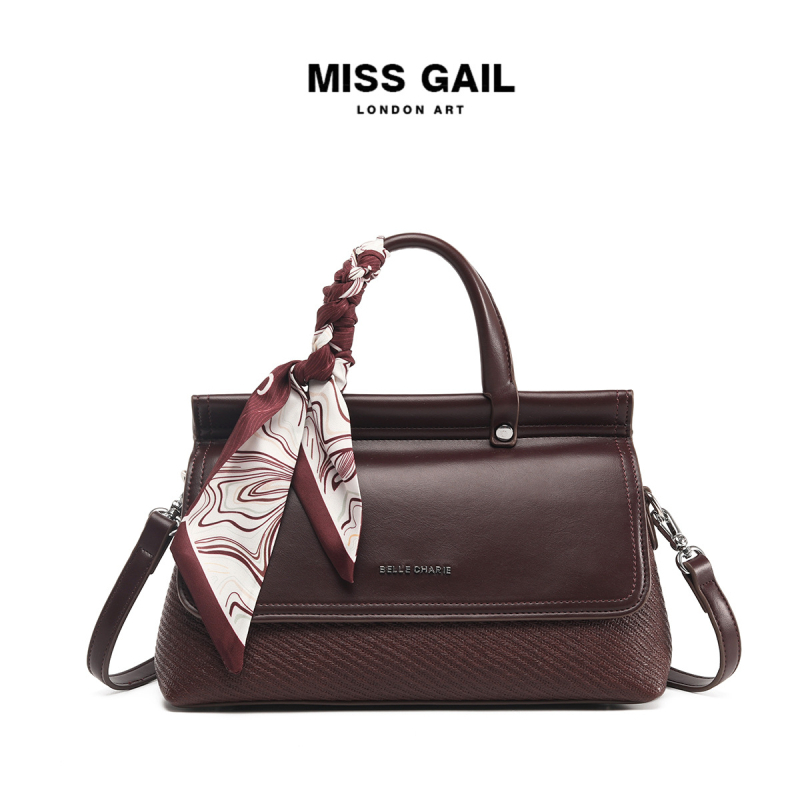 Miss Gail PU válltáska crossbody Guangxi Zhuang brokát hímzéssel, vízszintes négyszög alak, kapucsukás, belső cipzáras zseb