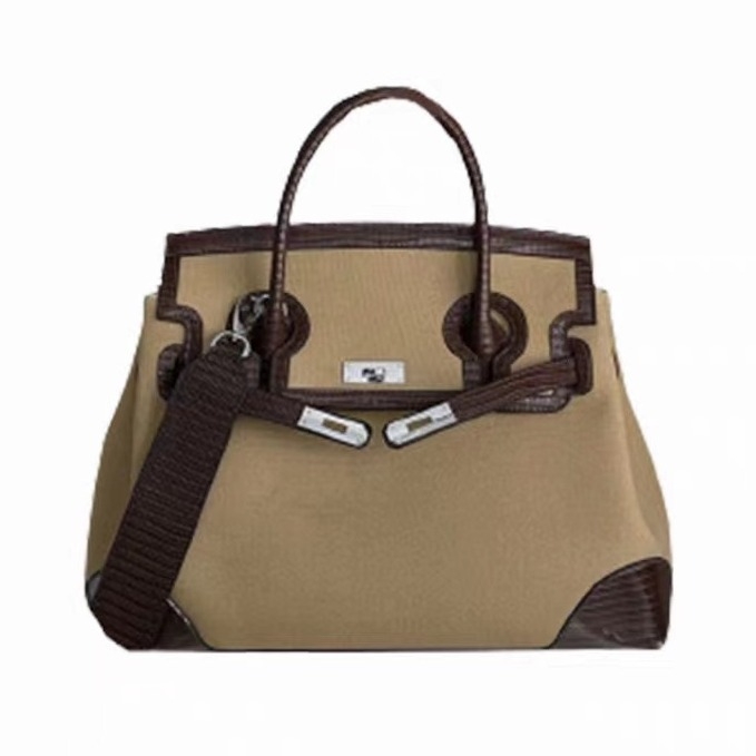 Jinlida Ženska kožna tote torba, oversized, retro stil, svakodnevna torba s platnenim detaljima