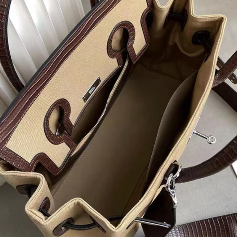 Jinlida Ženska kožna tote torba, oversized, retro stil, svakodnevna torba s platnenim detaljima