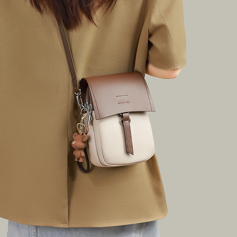 SEAMMER Mala vertikalna crossbody torbica za telefon, od prave teleće kože, lagana, gradski stil za ljeto