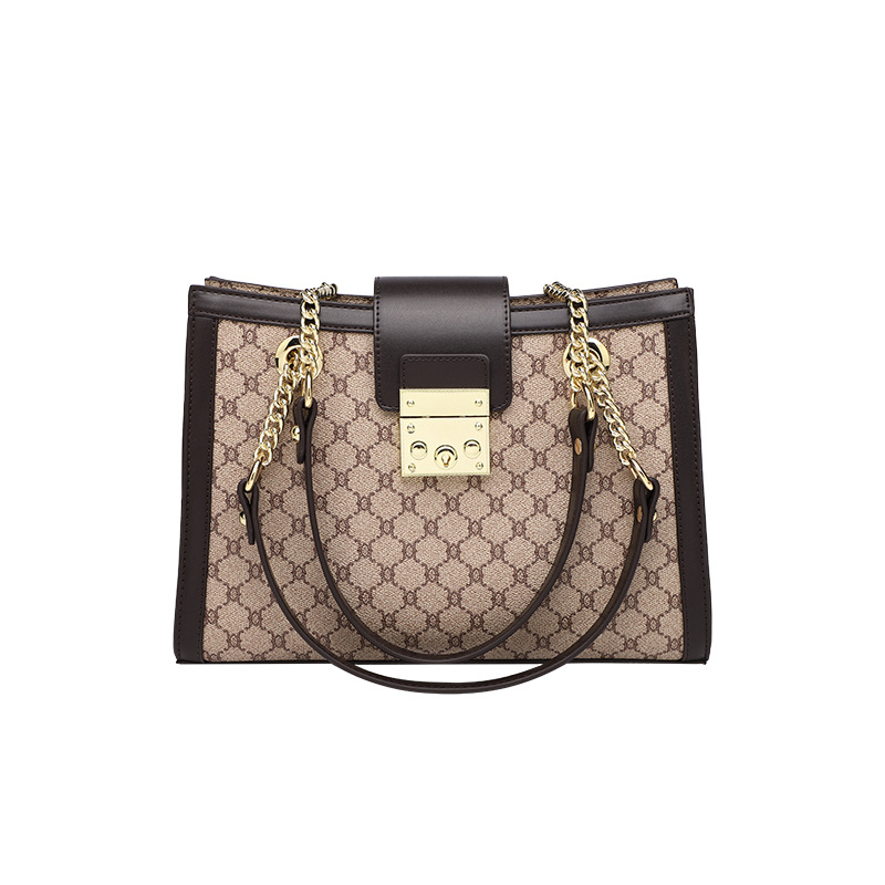 Ženska kožna crossbody torba s više džepova – zatvarač, vodoravni kvadratni oblik, poliester podstava
