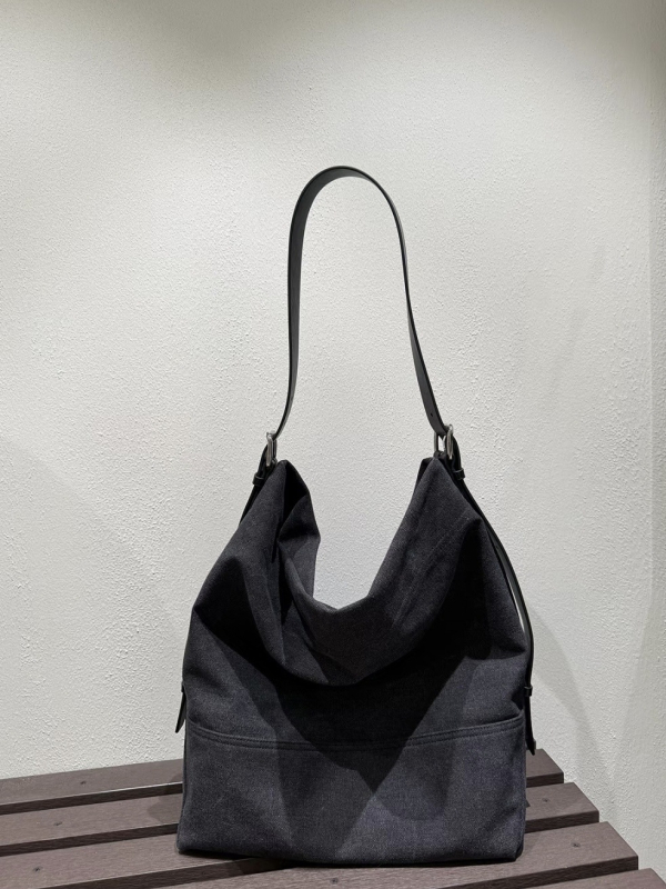 Bucket torba od platna s vrhunskom kožom, gradski stil, oblik kade, magnetsko zatvaranje, pretinica za telefon