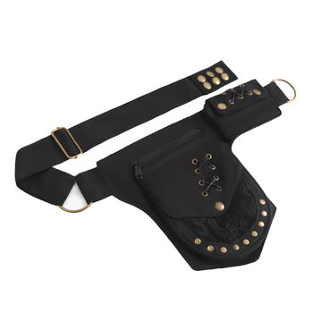 Pamukova pojasna torbica s poklopcem, mekano tijelo, zatvarač, džep za telefon, pogodna za slobodno vrijeme