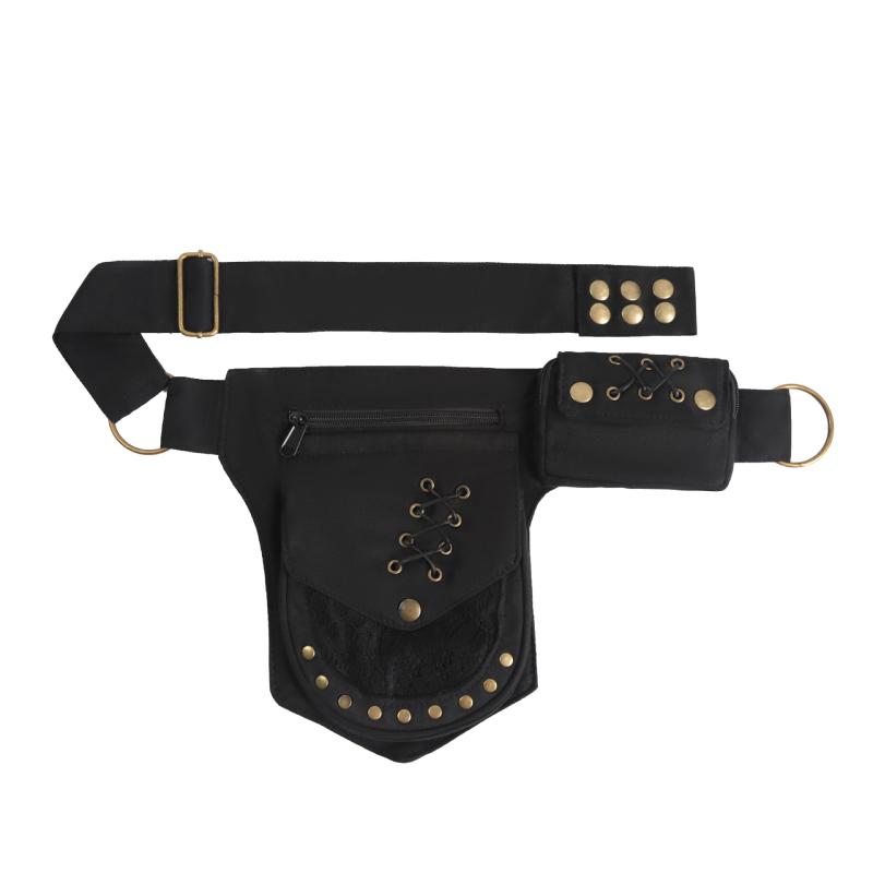 Pamukova pojasna torbica s poklopcem, mekano tijelo, zatvarač, džep za telefon, pogodna za slobodno vrijeme