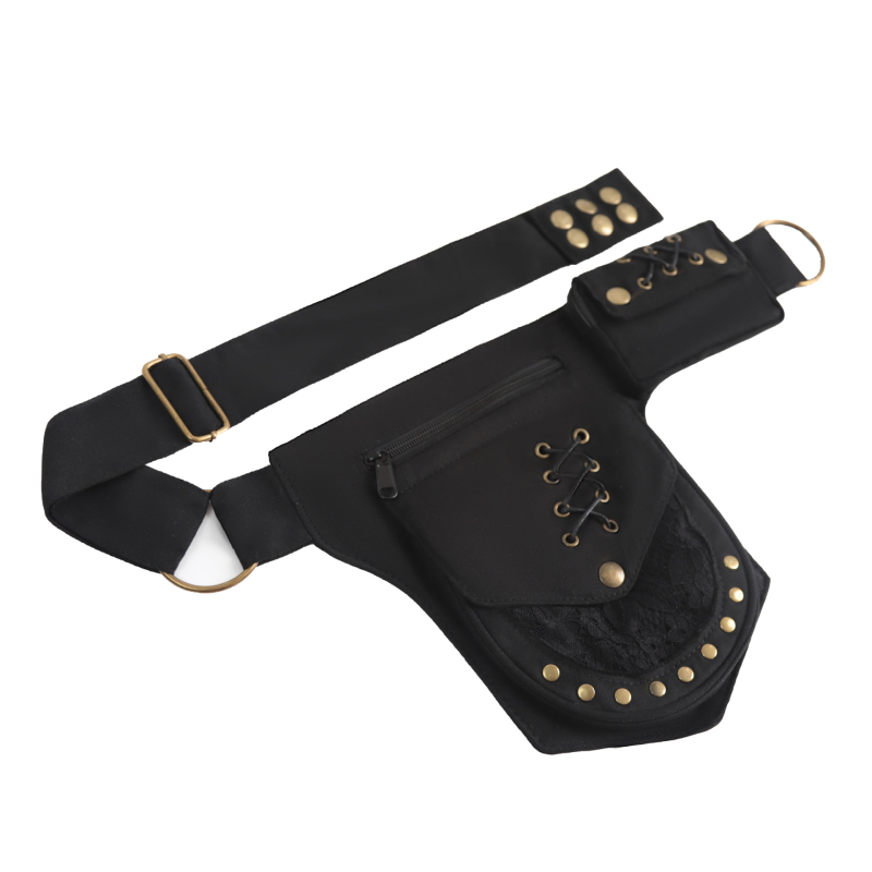 Pamukova pojasna torbica s poklopcem, mekano tijelo, zatvarač, džep za telefon, pogodna za slobodno vrijeme