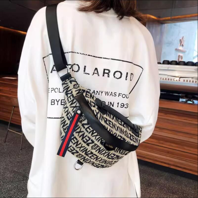 Ženska platnena torbica preko ramena — Ulični stil, Proljeće 2025, zatvarač, unutarnji džep s zatvaračem, džep za telefon, džep za osobnu iskaznicu