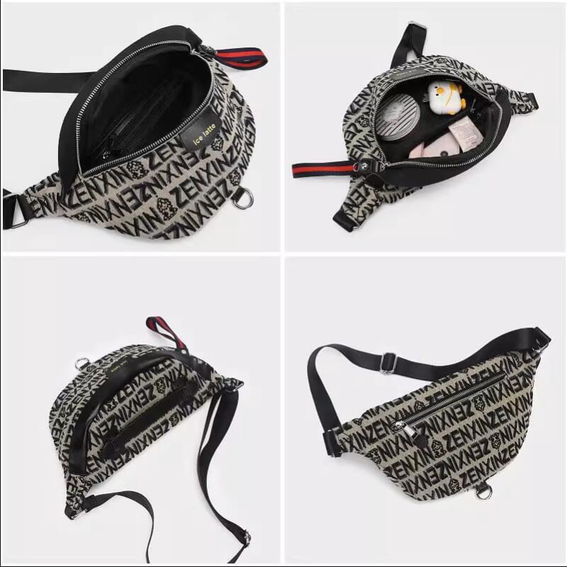 Ženska platnena torbica preko ramena — Ulični stil, Proljeće 2025, zatvarač, unutarnji džep s zatvaračem, džep za telefon, džep za osobnu iskaznicu