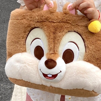 Geantă de umăr din pluș, cu design de veveriță, pentru femei, căptușeală din poliester, imprimeu animal, ușor de depozitat