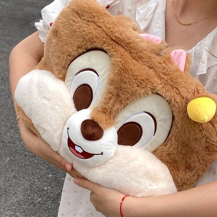 Geantă de umăr din pluș, cu design de veveriță, pentru femei, căptușeală din poliester, imprimeu animal, ușor de depozitat