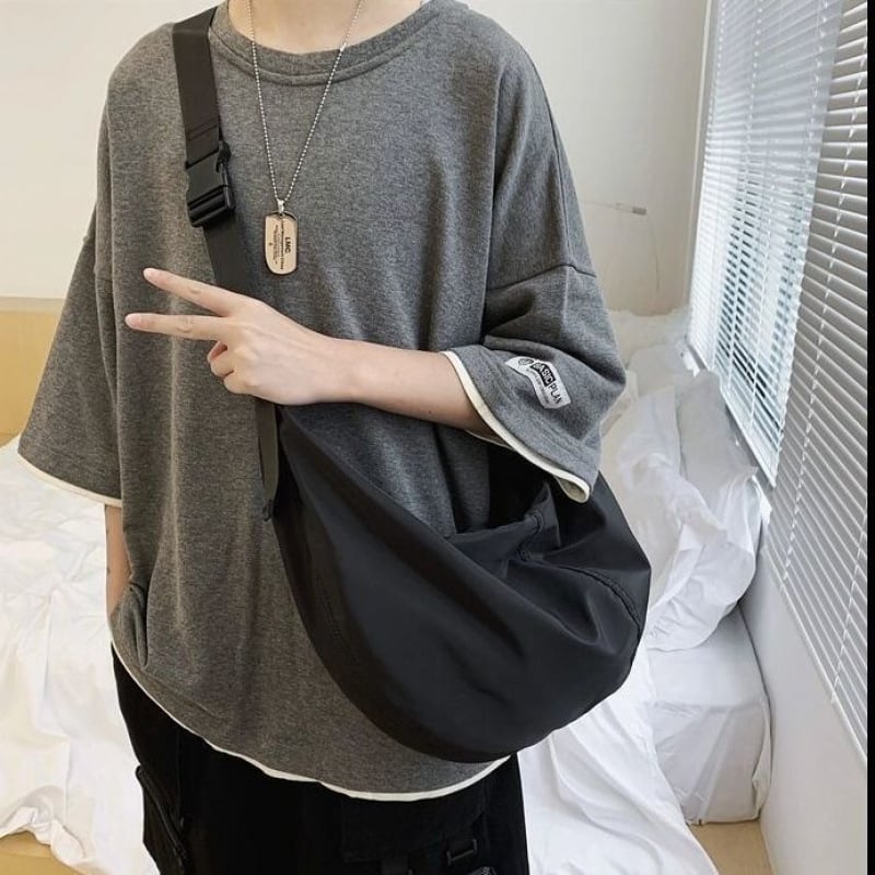 Geantă crossbody Harajuku, unisex, cu capacitate mare, impermeabil PU Oxford textil