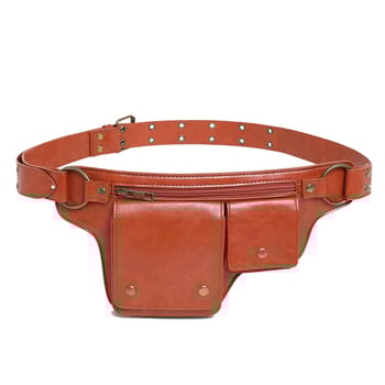 Retro vanjska sportska torba s podesivim remenom za rame i struk, stil rivet motocikl, PU materijal, zatvarač, poliester podstava, džep za mobitel, torba s poklopcem