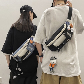 Najlon crossbody torba za prsa, džep za telefon, trodimenzionalni vanjski dio, zatvaranje na zip, gradski street stil