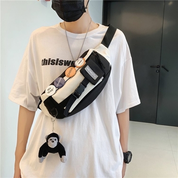 Najlon crossbody torba za prsa, džep za telefon, trodimenzionalni vanjski dio, zatvaranje na zip, gradski street stil