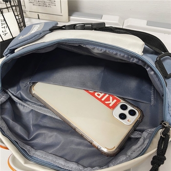 Najlon crossbody torba za prsa, džep za telefon, trodimenzionalni vanjski dio, zatvaranje na zip, gradski street stil
