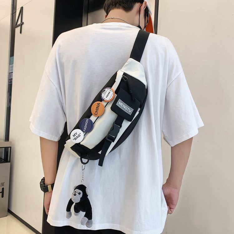 Najlon crossbody torba za prsa, džep za telefon, trodimenzionalni vanjski dio, zatvaranje na zip, gradski street stil