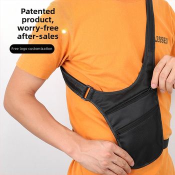 Utazási anti-tolvaj övtáska útlevél és telefon zsebekkel, nejlon anyag, cipzáras nyitás, belső réteg, mobiltelefon és személyi igazolvány zsebek