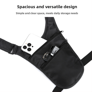 Utazási anti-tolvaj övtáska útlevél és telefon zsebekkel, nejlon anyag, cipzáras nyitás, belső réteg, mobiltelefon és személyi igazolvány zsebek