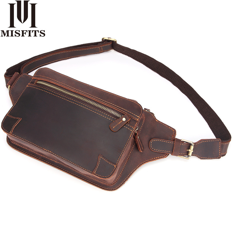 Muška kožna crossbody torba za pojas s kožom Crazy Horse vrhunskog kvaliteta, podesiva, model 8170