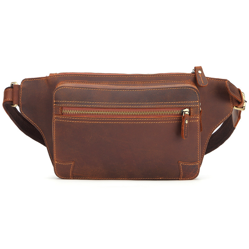 Muška kožna crossbody torba za pojas s kožom Crazy Horse vrhunskog kvaliteta, podesiva, model 8170