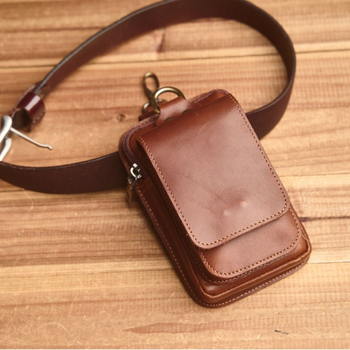 Geantă de talie pentru bărbați din piele naturală — piele de prim strat, rezistentă la uzură, culoare solidă, căptușeală poliester, stil urban