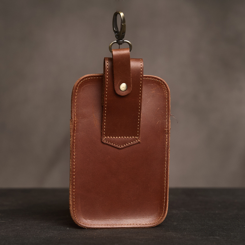 Ανδρική δερμάτινη τσάντα μέσης — δέρμα πρώτου στρώματος, ανθεκτικό στη φθορά, μονόχρωμη, επένδυση πολυεστέρα, street fashion