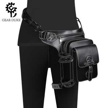 GEARDUKE PU deréktáska kültéri kerékpározáshoz – punk stílus, 3D külső, kapucsuklós zárás, belső rekeszek zipzárral (telefon, ID), poliészter bélés