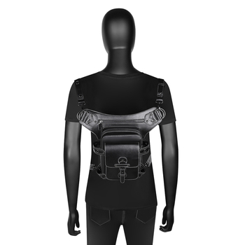 GEARDUKE PU deréktáska kültéri kerékpározáshoz – punk stílus, 3D külső, kapucsuklós zárás, belső rekeszek zipzárral (telefon, ID), poliészter bélés