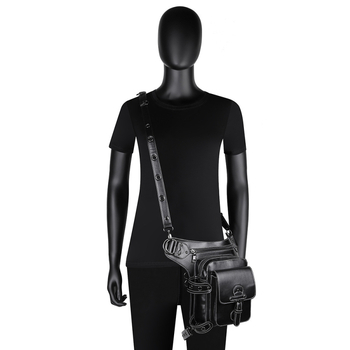 GEARDUKE PU deréktáska kültéri kerékpározáshoz – punk stílus, 3D külső, kapucsuklós zárás, belső rekeszek zipzárral (telefon, ID), poliészter bélés