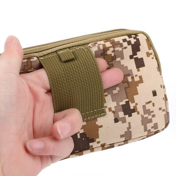 Geantă de talie pentru bărbați din material Oxford camuflaj, buzunar cu fermoar împotriva furtului, formă verticală pătrată, construcție în 3 straturi