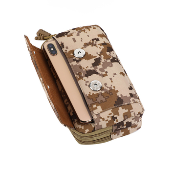 Geantă de talie pentru bărbați din material Oxford camuflaj, buzunar cu fermoar împotriva furtului, formă verticală pătrată, construcție în 3 straturi