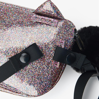 Gyerekeknek készült cicás gömb alakú táska, kettős használat: keresztpánt és deréktáska, PU anyag, cipzár, poliészter bélés, utcai trend, mindennapi használat