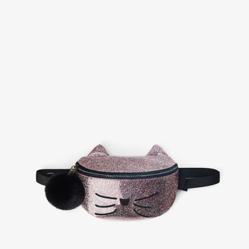 Gyerekeknek készült cicás gömb alakú táska, kettős használat: keresztpánt és deréktáska, PU anyag, cipzár, poliészter bélés, utcai trend, mindennapi használat