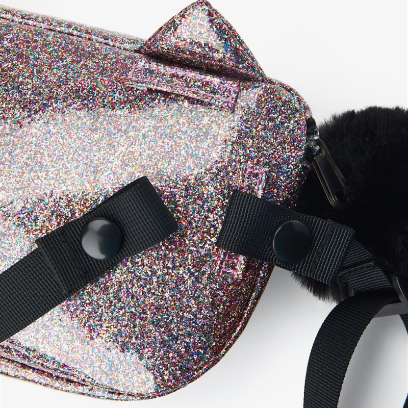 Gyerekeknek készült cicás gömb alakú táska, kettős használat: keresztpánt és deréktáska, PU anyag, cipzár, poliészter bélés, utcai trend, mindennapi használat