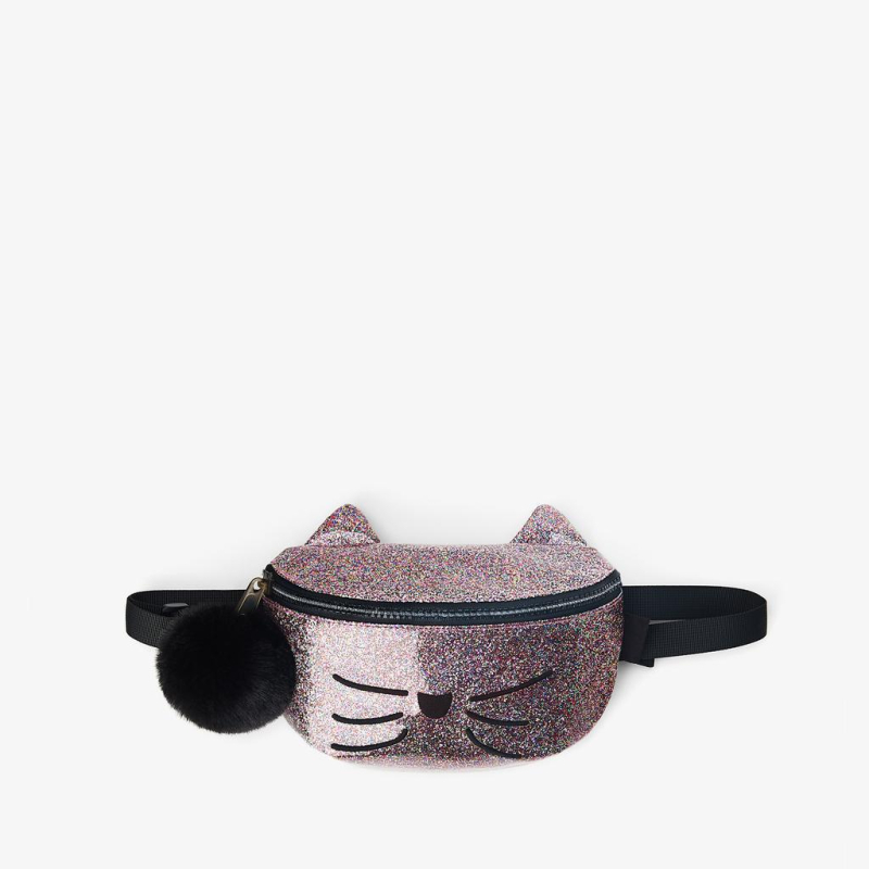 Gyerekeknek készült cicás gömb alakú táska, kettős használat: keresztpánt és deréktáska, PU anyag, cipzár, poliészter bélés, utcai trend, mindennapi használat