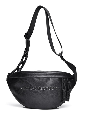 Geantă de piept pentru femei, PU material, Stil stradal, Închidere cu fermoar, Captușeală din poliester, Compartiment intern cu fermoar