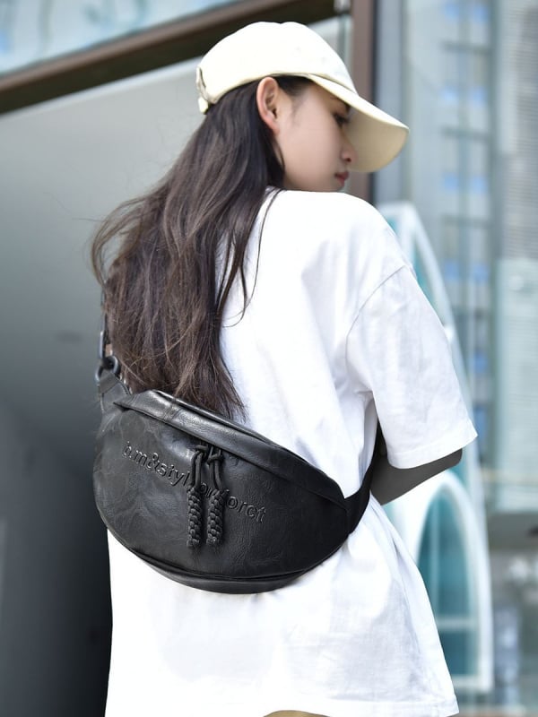 Geantă de piept pentru femei, PU material, Stil stradal, Închidere cu fermoar, Captușeală din poliester, Compartiment intern cu fermoar