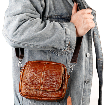Geantă talie pentru bărbați cu curea crossbody - piele de top strat, rezistență la uzură, căptușeală din piele naturală, model 6093