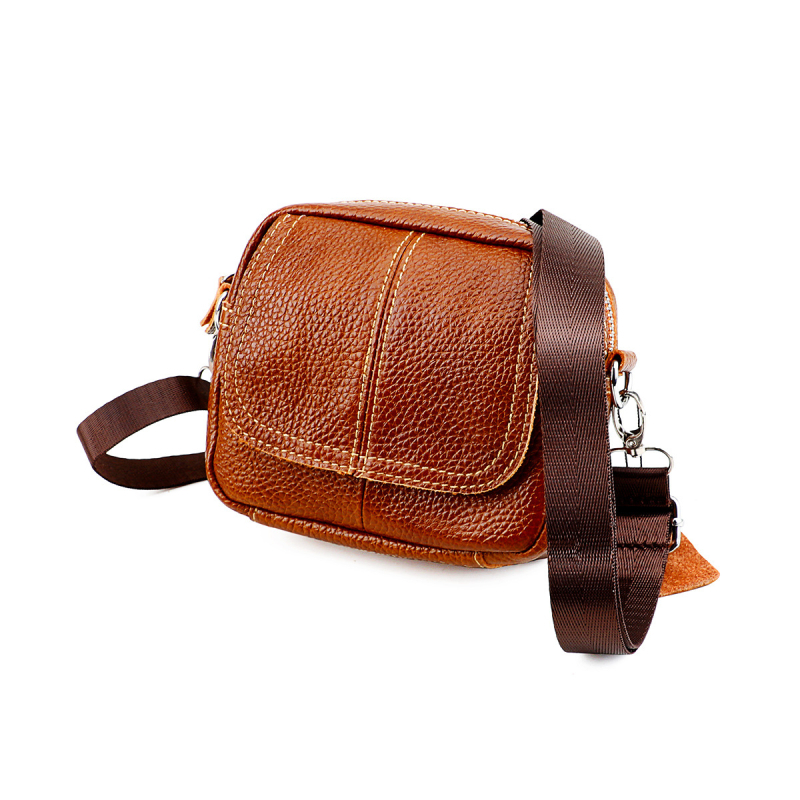 Ανδρική τσάντα μέσης με ιμάντα crossbody - δέρμα πρώτου στρώματος βοείου, ανθεκτικό στη φθορά, επένδυση από γνήσιο δέρμα, μοντέλο 6093