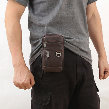 Geantă de talie pentru bărbați din piele, impermeabilă, protecție anti-furt, căptușeală poliester